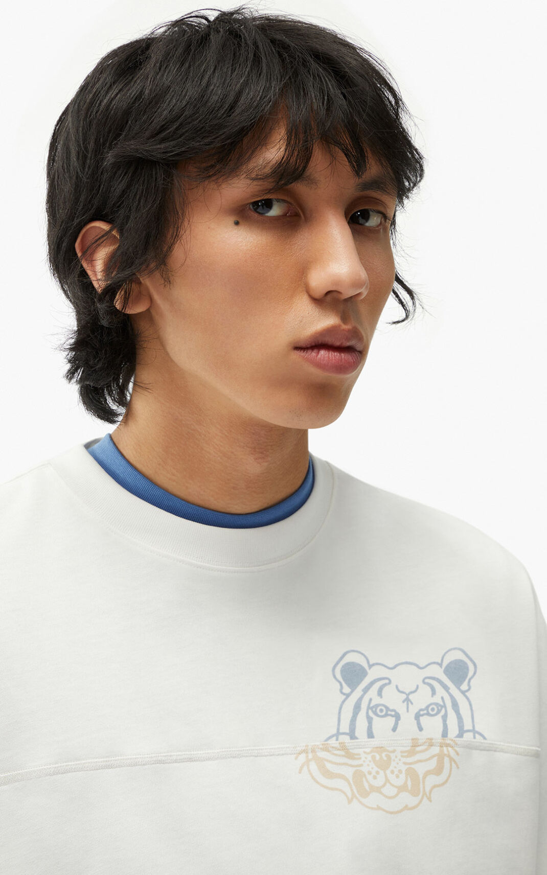 Kenzo K Tiger oversized μπλουζακια ανδρικα ασπρα | GR778264